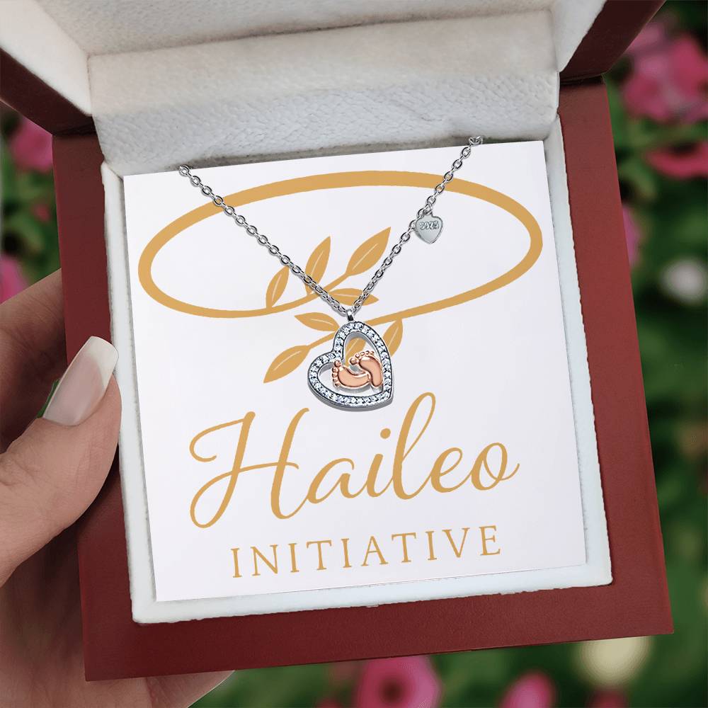 Haileo Baby Feet Heart Necklace
