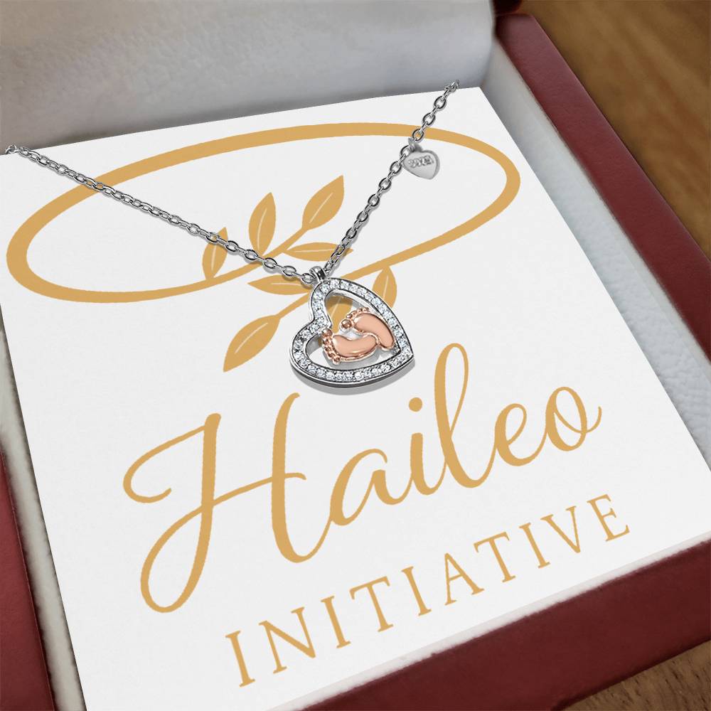 Haileo Baby Feet Heart Necklace