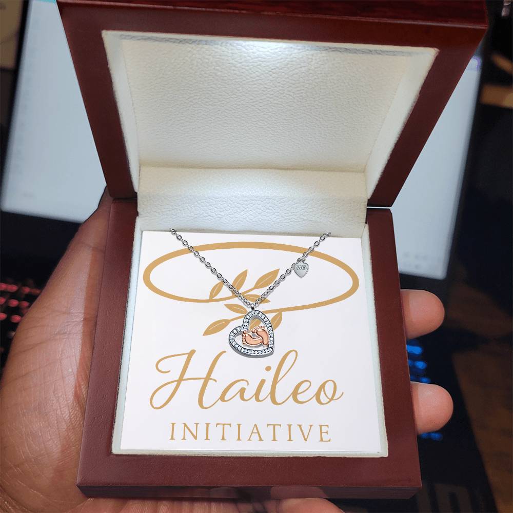 Haileo Baby Feet Heart Necklace