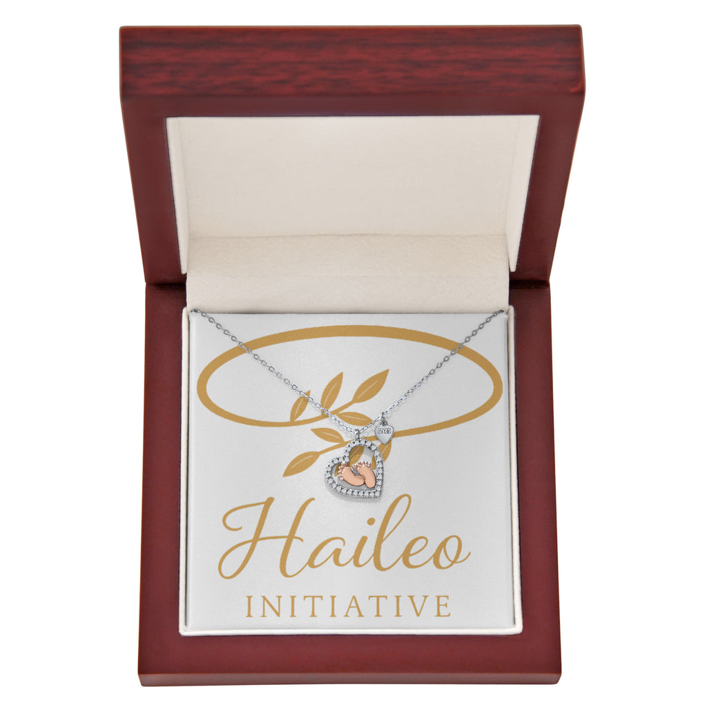 Haileo Baby Feet Heart Necklace